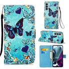 For Motorola Moto G200 5G / Edge S30 Colored Drawing Plain Weave Leather Phone Case(Heart Butterfly) - 1