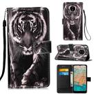 For Nokia C20 / C10 Colored Drawing Plain Weave Leather Phone Case(Black White Tiger) - 1