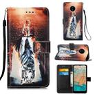 For Nokia C20 / C10 Colored Drawing Plain Weave Leather Phone Case(Cat And Tiger) - 1