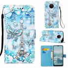 For Nokia G20 / G10 Colored Drawing Plain Weave Leather Phone Case(Tower Butterfly) - 1