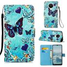 For Nokia G20 / G10 Colored Drawing Plain Weave Leather Phone Case(Heart Butterfly) - 1