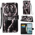 For Nokia G20 / G10 Colored Drawing Plain Weave Leather Phone Case(Black White Tiger) - 1