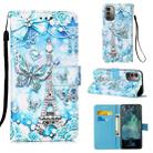 For Nokia G21 / G11 Colored Drawing Plain Weave Leather Phone Case(Tower Butterfly) - 1