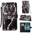 For Nokia G21 / G11 Colored Drawing Plain Weave Leather Phone Case(Black White Tiger) - 1