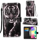 For Xiaomi Redmi 10A Colored Drawing Plain Weave Leather Phone Case(Black White Tiger) - 1