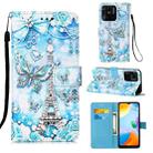 For Xiaomi Redmi 10C 4G Global/10 India Colored Drawing Plain Weave Leather Phone Case(Tower Butterfly) - 1