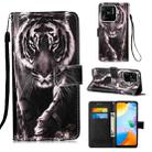 For Xiaomi Redmi 10C 4G Global/10 India Colored Drawing Plain Weave Leather Phone Case(Black White Tiger) - 1