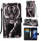 For Xiaomi Redmi K50 / K50 Pro Colored Drawing Plain Weave Leather Phone Case(Black White Tiger) - 1