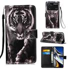 For Xiaomi Poco X4 Pro 5G Colored Drawing Plain Weave Leather Phone Case(Black White Tiger) - 1