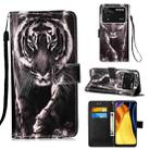 For Xiaomi Poco M4 Pro 4G Colored Drawing Plain Weave Leather Phone Case(Black White Tiger) - 1