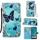 For Nokia G50 Colored Drawing Plain Weave Leather Phone Case(Heart Butterfly) - 1