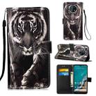 For Nokia G50 Colored Drawing Plain Weave Leather Phone Case(Black White Tiger) - 1