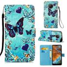 For Nokia G300 Colored Drawing Plain Weave Leather Phone Case(Heart Butterfly) - 1