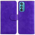 For Motorola Edge 30 Skin Feel Pure Color Flip Leather Phone Case(Purple) - 1