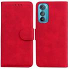 For Motorola Edge 30 Skin Feel Pure Color Flip Leather Phone Case(Red) - 1