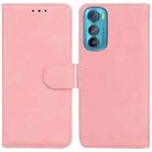 For Motorola Edge 30 Skin Feel Pure Color Flip Leather Phone Case(Pink) - 1