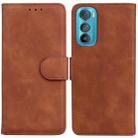 For Motorola Edge 30 Skin Feel Pure Color Flip Leather Phone Case(Brown) - 1