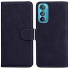 For Motorola Edge 30 Skin Feel Pure Color Flip Leather Phone Case(Black) - 1