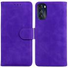 For Motorola Moto G 2022 Skin Feel Pure Color Flip Leather Phone Case(Purple) - 1