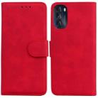 For Motorola Moto G 2022 Skin Feel Pure Color Flip Leather Phone Case(Red) - 1