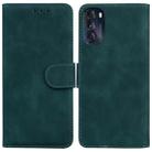 For Motorola Moto G 2022 Skin Feel Pure Color Flip Leather Phone Case(Green) - 1