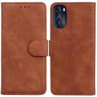 For Motorola Moto G 2022 Skin Feel Pure Color Flip Leather Phone Case(Brown) - 1