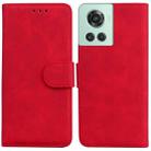 For OnePlus 10R / Ace Skin Feel Pure Color Flip Leather Phone Case(Red) - 1
