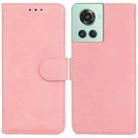 For OnePlus 10R / Ace Skin Feel Pure Color Flip Leather Phone Case(Pink) - 1