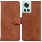 For OnePlus 10R / Ace Skin Feel Pure Color Flip Leather Phone Case(Brown) - 1