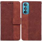 For Motorola Edge 30 Geometric Embossed Leather Phone Case(Brown) - 1