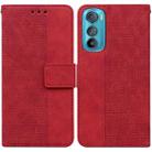 For Motorola Edge 30 Geometric Embossed Leather Phone Case(Red) - 1