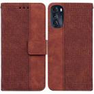 For Motorola Moto G 2022 Geometric Embossed Leather Phone Case(Brown) - 1