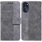 For Motorola Moto G 2022 Geometric Embossed Leather Phone Case(Grey) - 1