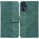 For Motorola Moto G 2022 Geometric Embossed Leather Phone Case(Green) - 1