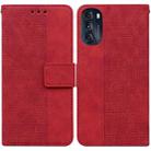 For Motorola Moto G 2022 Geometric Embossed Leather Phone Case(Red) - 1