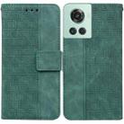 For OnePlus 10R / Ace Geometric Embossed Leather Phone Case(Green) - 1