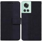 For OnePlus 10R / Ace Geometric Embossed Leather Phone Case(Black) - 1