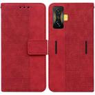 For Xiaomi Poco F4 GT / Redmi K50 Gaming Geometric Embossed Leather Phone Case(Red) - 1