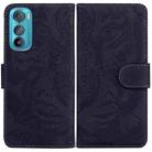 For Motorola Edge 30 Tiger Embossing Pattern Horizontal Flip Leather Phone Case(Black) - 1