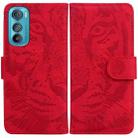 For Motorola Edge 30 Tiger Embossing Pattern Horizontal Flip Leather Phone Case(Red) - 1