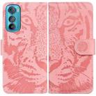 For Motorola Edge 30 Tiger Embossing Pattern Horizontal Flip Leather Phone Case(Pink) - 1