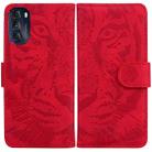 For Motorola Moto G 2022 Tiger Embossing Pattern Horizontal Flip Leather Phone Case(Red) - 1