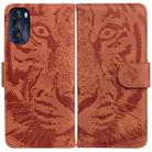 For Motorola Moto G 2022 Tiger Embossing Pattern Horizontal Flip Leather Phone Case(Brown) - 1