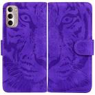 For Motorola Moto G Stylus 4G 2022 Tiger Embossing Pattern Horizontal Flip Leather Phone Case(Purple) - 1