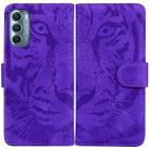 For Motorola Moto G Stylus 5G 2022 Tiger Embossing Pattern Horizontal Flip Leather Phone Case(Purple) - 1