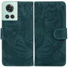 For OnePlus 10R / Ace Tiger Embossing Pattern Horizontal Flip Leather Phone Case(Green) - 1