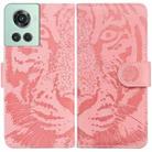 For OnePlus 10R / Ace Tiger Embossing Pattern Horizontal Flip Leather Phone Case(Pink) - 1