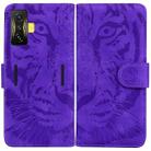 For Xiaomi Poco F4 GT / Redmi K50 Gaming Tiger Embossing Pattern Horizontal Flip Leather Phone Case(Purple) - 1