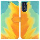 For Motorola Moto G 2022 Watercolor Pattern Leather Phone Case(Autumn Leaf) - 1