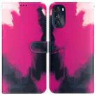 For Motorola Moto G 2022 Watercolor Pattern Leather Phone Case(Berry) - 1